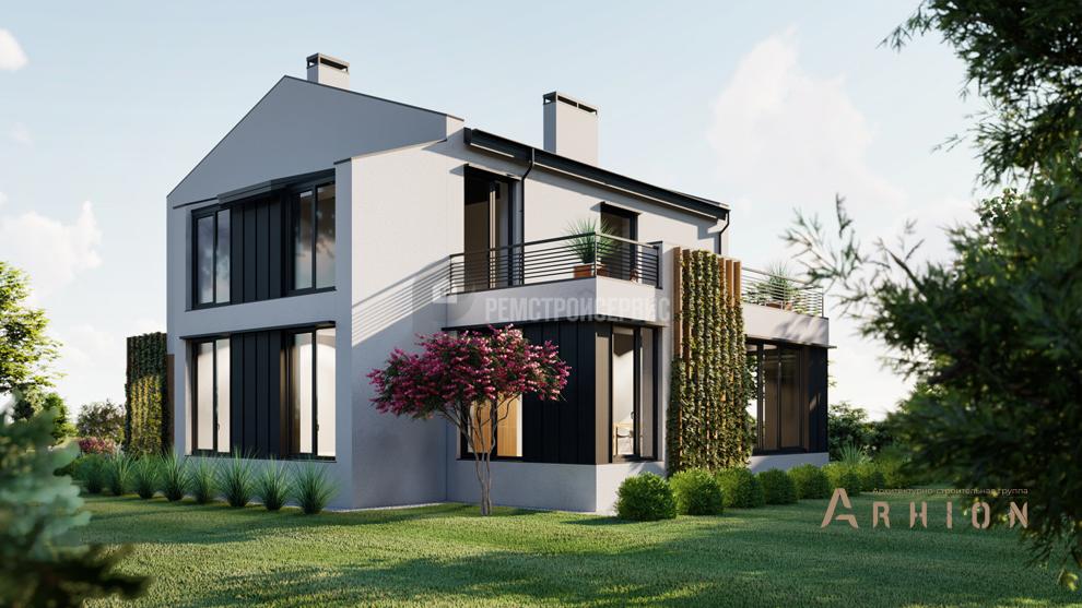 3. Проект двухэтажного дома в немецком стиле с двускатной кровлей, t-93-01, площадью - 217 кв c терассой